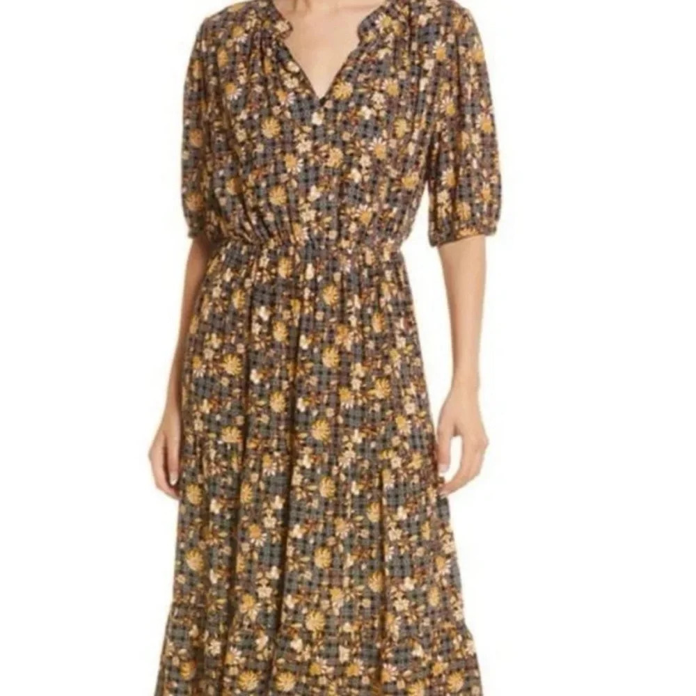 Fraiche by J Cathy Midi Sun Dress Floral Print Medium Made in‎ USA